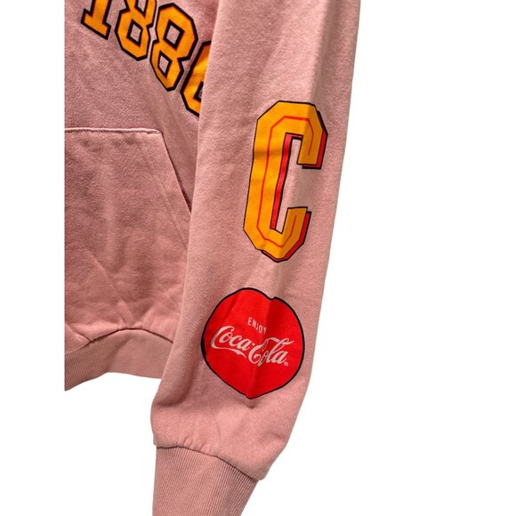 Coca Cola Women’s Pink Pullover Hoodie Coke It's the Real Thing Sweatshirt Sz M - Picture 4 of 7